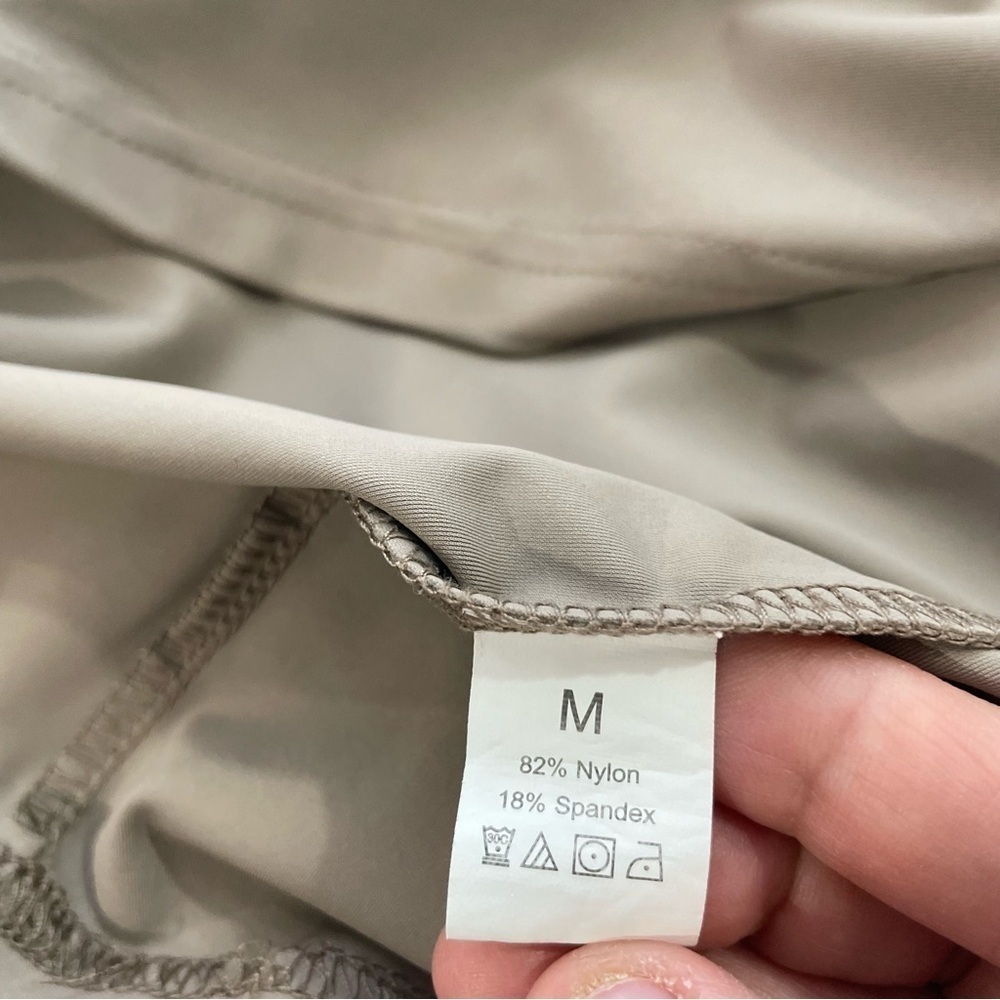 Sundays Tan Stretch Long Sleeve Top Square Neck Fitted Minimalist Neutral Size M - Picture 8 of 12